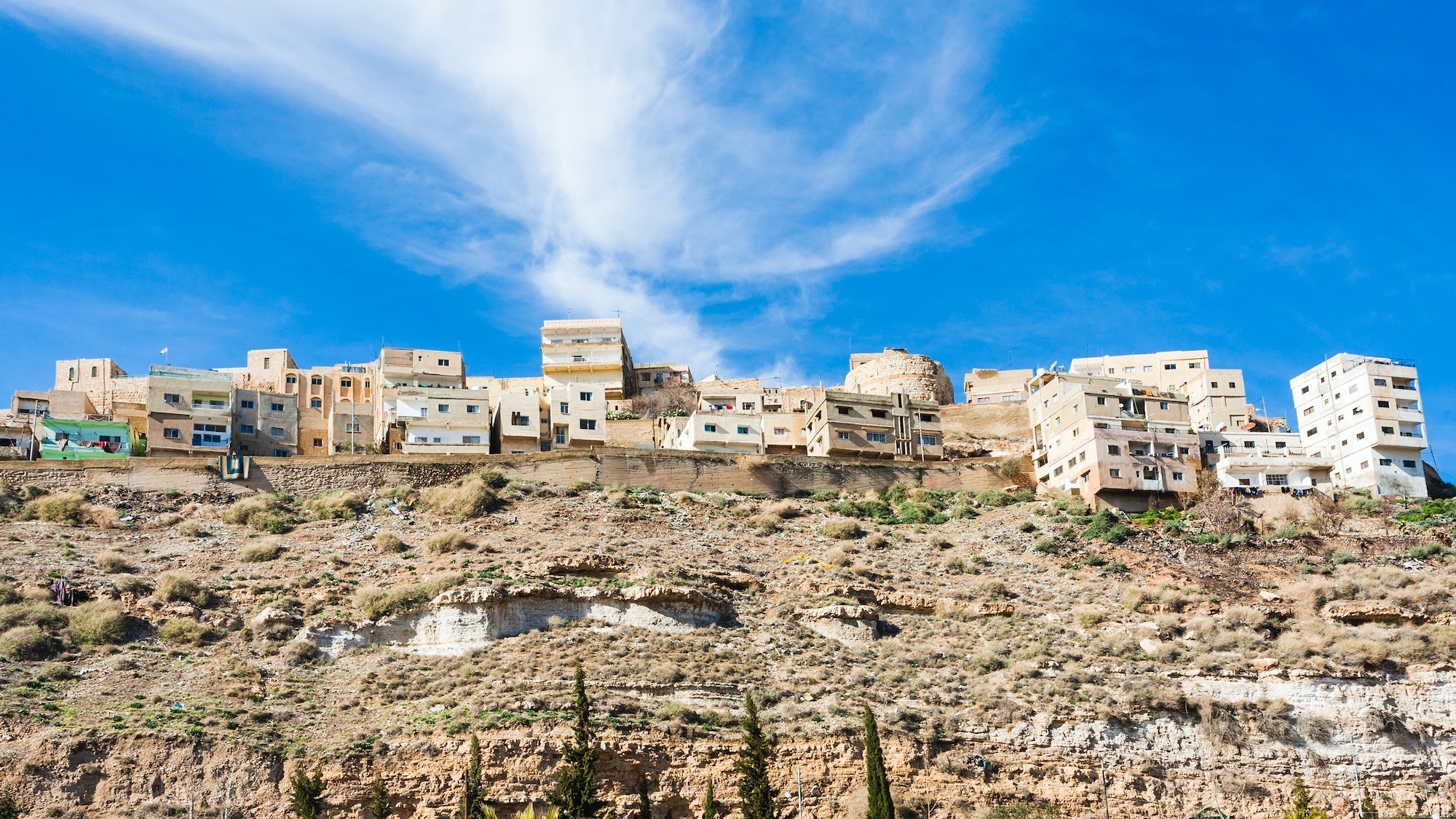 bottom view of Al-Karak town in Jordan